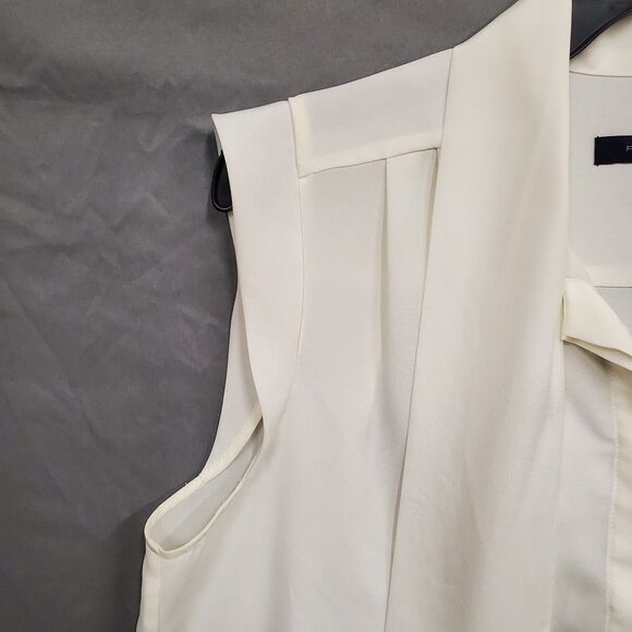 French Connection Women Neck Tie Blouse Sheer White Size 10 - Picture 5 of 8